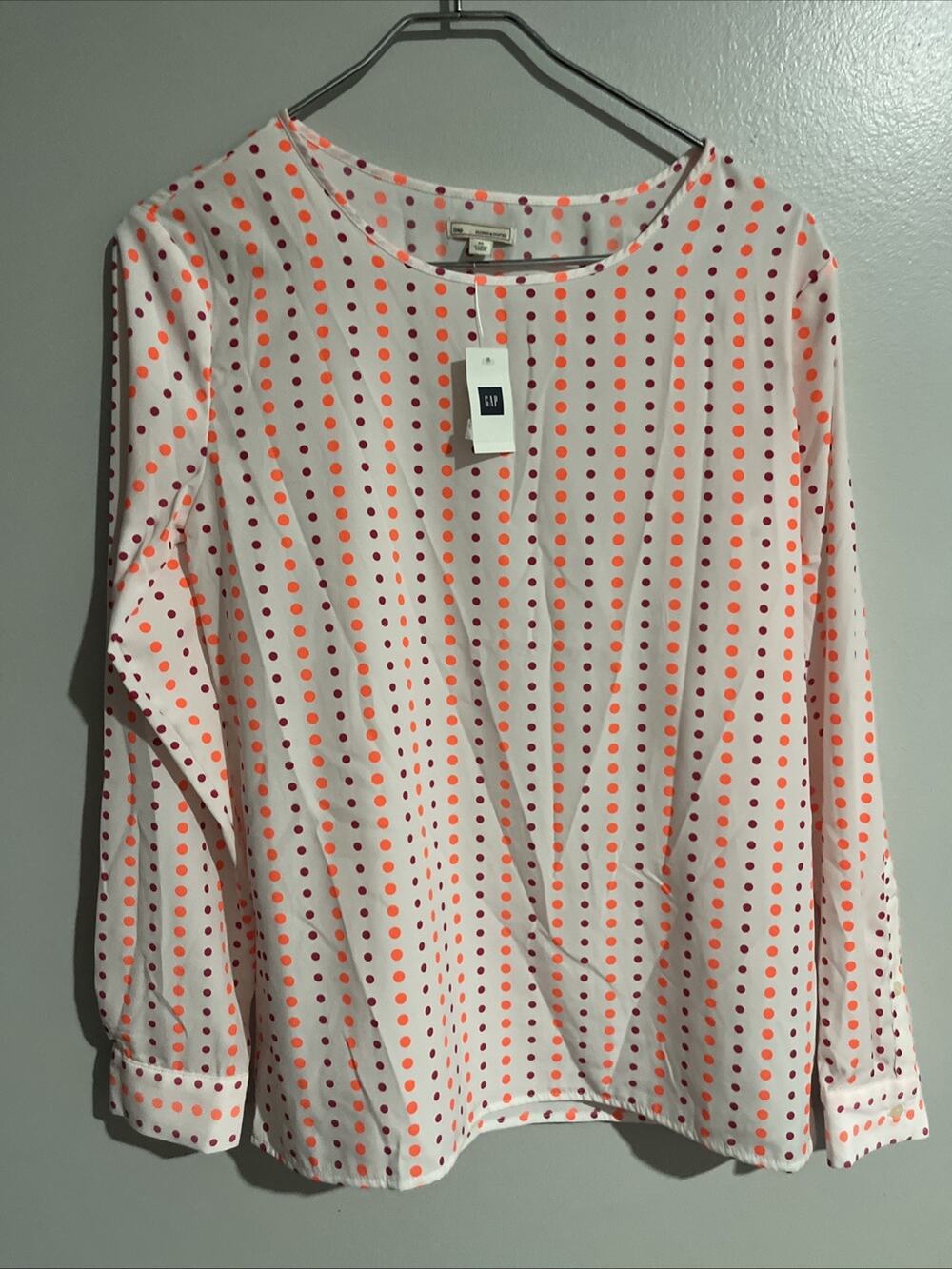 Gap women's neon multi color polka dot tunic top 80s Style Long Sleeve Size XS